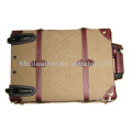 Canvas and leather trolley travel luggage